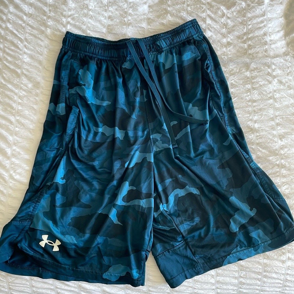 Blue camo under armor shorts